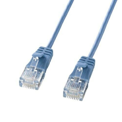 Sanwa Supply CAT6 Compliant LAN Cable Ultra-Thin Type 3.2mm Diameter (0.5m) 1Gbps/250MHz RJ45 Clip-Proof Blue KB-SL6-005BL