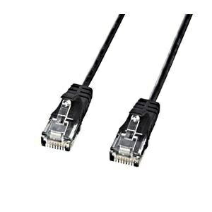 Sanwa Supply CAT6 Compliant LAN Cable Ultra-Thin Type 3.2mm Diameter (0.5m) 1Gbps/250MHz RJ45 Clip-Proof Black KB-SL6-005BK