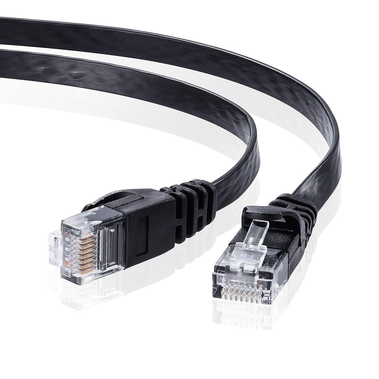 Sanwa Supply CAT6 Flat LAN Cable (1m) 1Gbps/250MHz RJ45 Clip-Proof Black LA-FL6-01BK