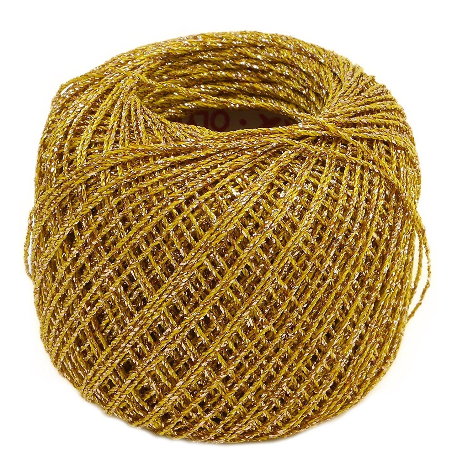 Olimpas Silk Tatting Lace Thread Lame Lace Thread Col. T407 Gold Tone Approx. 40m