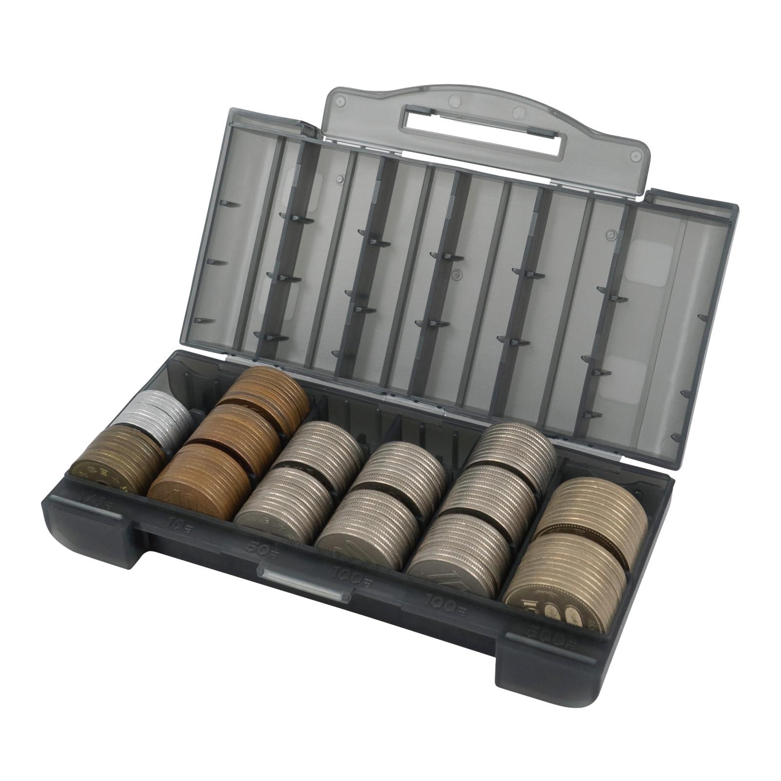 Karl Office Supplies Coin Case Slim Made in Japan Change Money Portable Half Size Coin Only with Anti-Spill Feature Gray CX-002-D