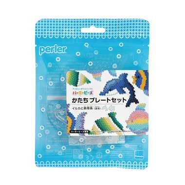 Kawada Parler Beads Shape Plate Set: Dolphin and Tropical Fish (Transparent) For ages 5 and up Iron-on Beads Toy Hobby 80-30032