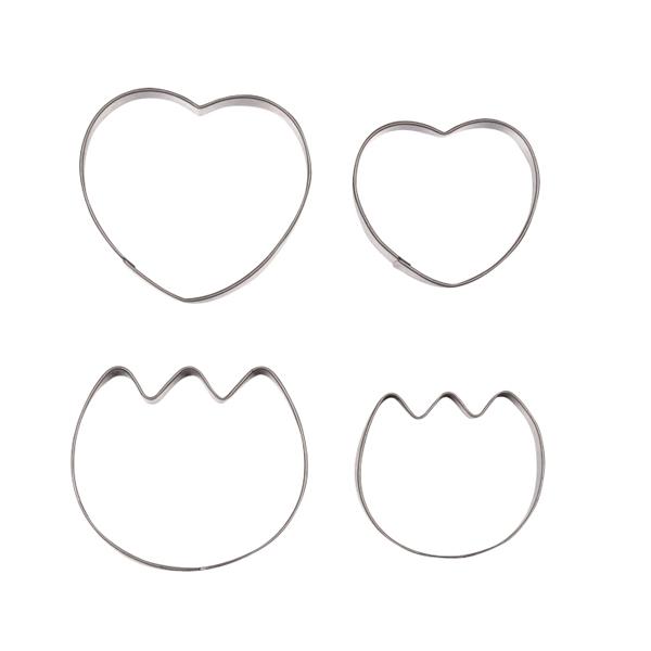 Pearl Metal Raffine Stainless Steel Cookie Cutters 4-Piece Set Heart M & S, Tulip M & S D-6155