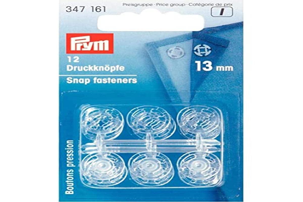 Prym Plastic Snap Buttons, Sew-On, Round, 13mm, 12 Pairs, Translucent, 347160