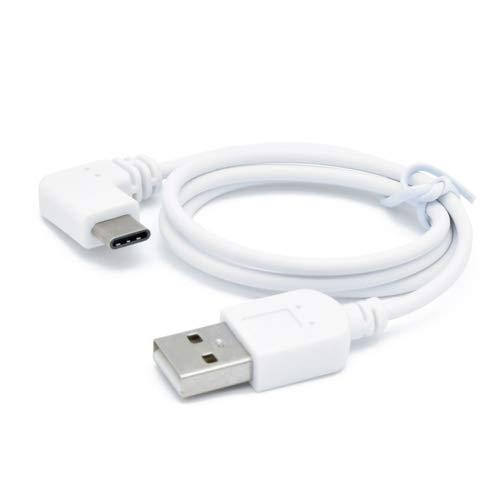 Japan Trust Technology 3.0A Fast Charging/Communication Compatible Right-Angle L-Shaped Type-C Cable (White) JSC-009WH