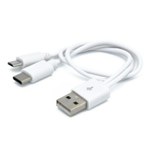 Japan Trust Technology microUSB & Type-C Dual-Device Simultaneous Charging Cable (White) JSC-010WH