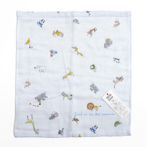 Imabari Towel CONTEX Trois Gauze Guest Towel Zoo (Blue)