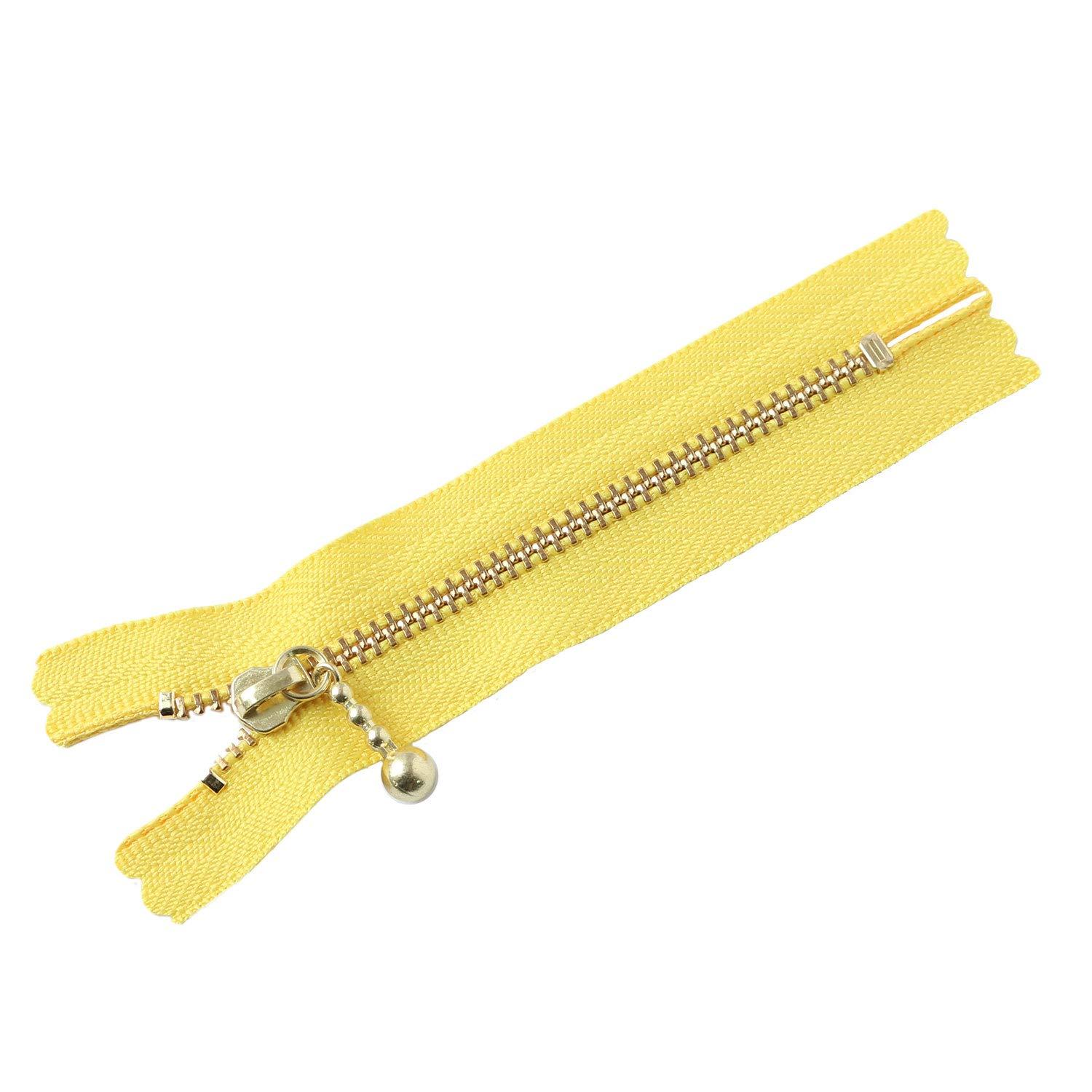Y.K.K. Gold-Plated Zipper with Grommets, 10cm, 10 Pieces, Lemon Yellow, 3G10-131
