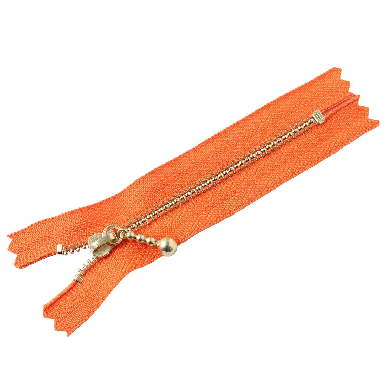 Y.K.K. Gold-Plated Zipper with Grommets, 10cm, 10 Pieces, Orange, 3G10-849