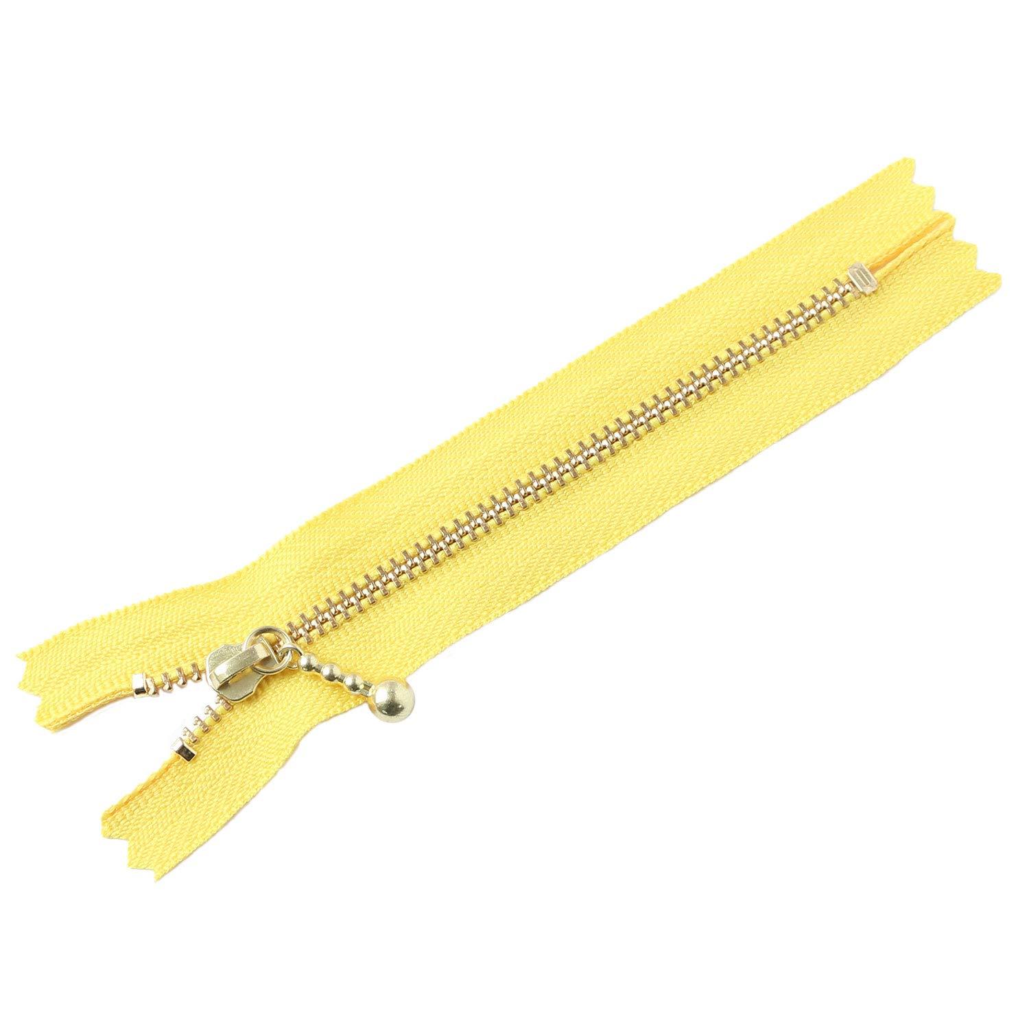 Y.K.K. Gold-Plated Zipper with Grommets, 12cm, 10 Pieces, Lemon Yellow, 3G12-131