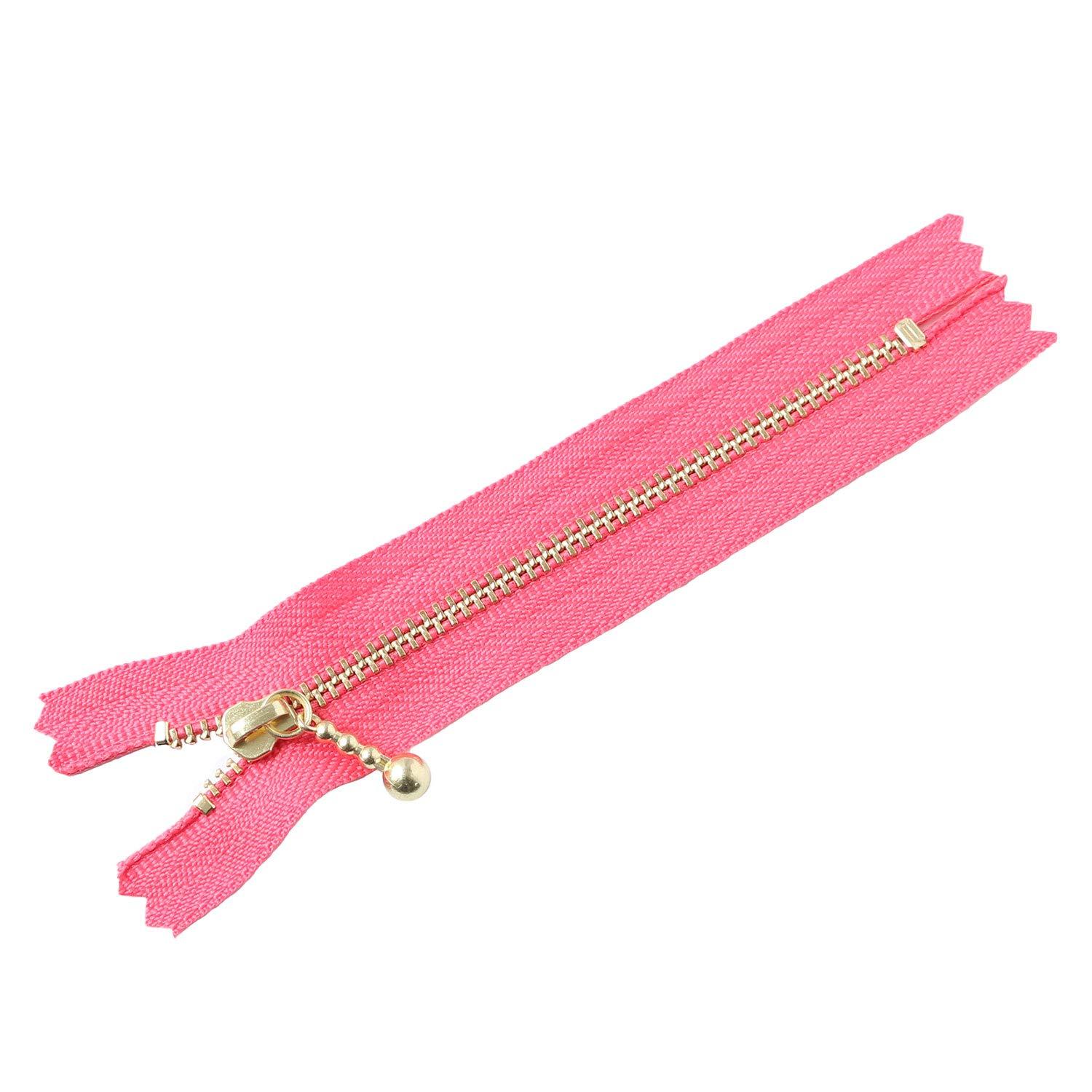 Y.K.K. Gold-Plated Zipper with Grommets, 12cm, 10 Pieces, Cherry Pink, 3G12-517