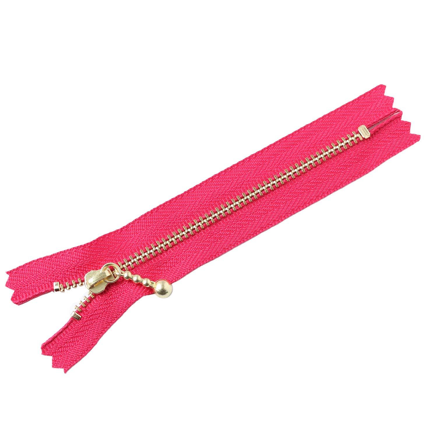 Y.K.K. Gold-Plated Zipper with Grommets, 12cm, 10 Pieces, Magenta, 3G12-817