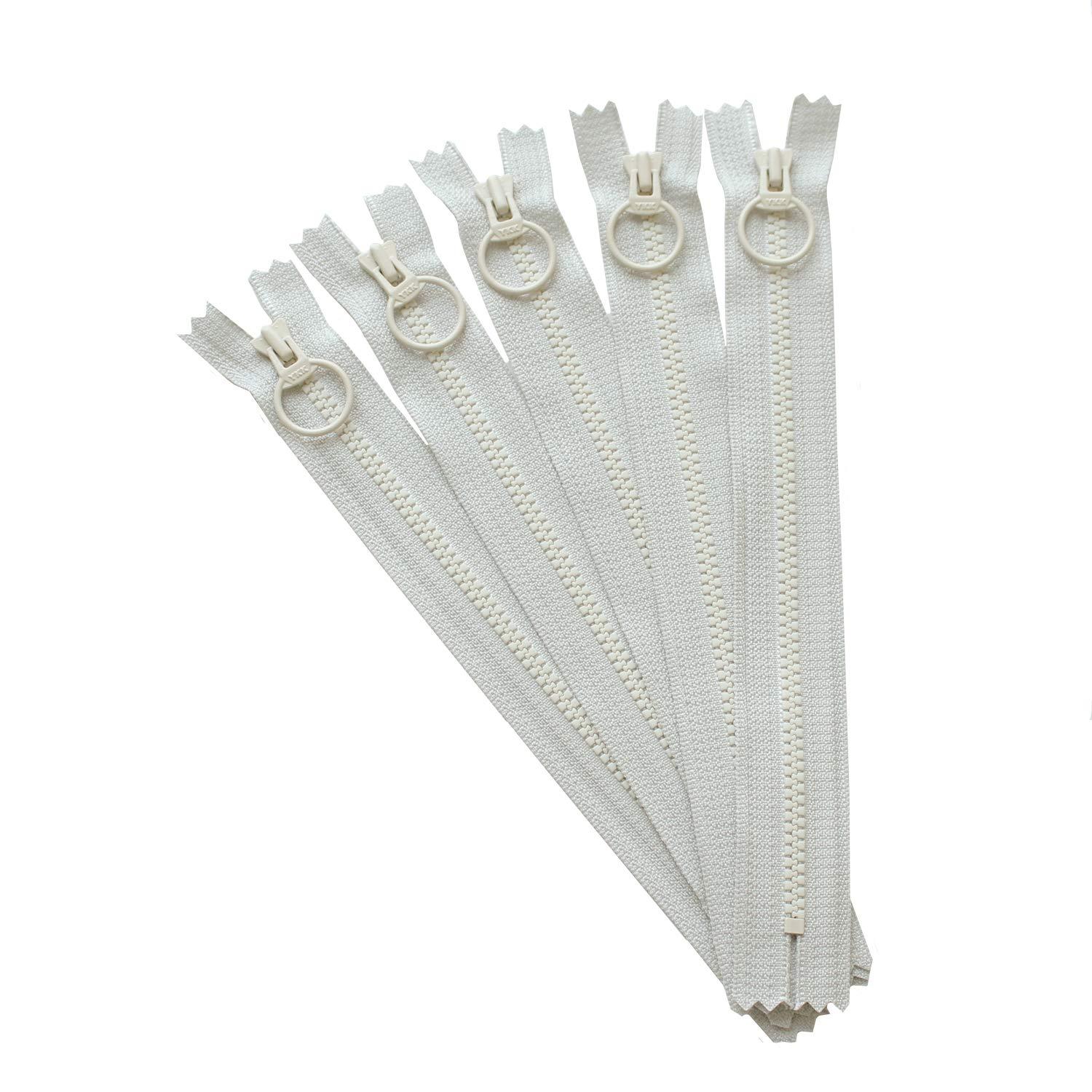 Y.K.K. Combi Fastener 25cm, 5-Piece Set in Same Color, Ice Gray, 3VSC25-308, Ice Gray × Natural