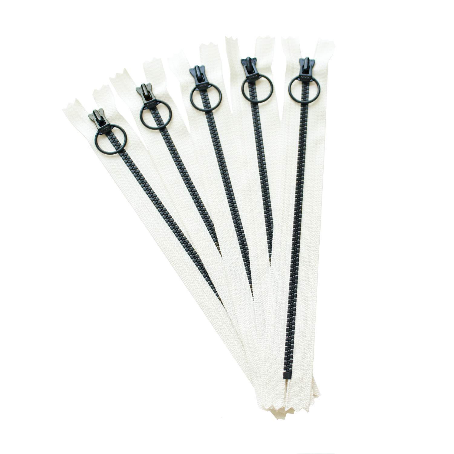 Y.K.K. Combi Fastener 25cm, 5-Piece Set in Same Color, Natural, 3VSC25-563 Natural × Black