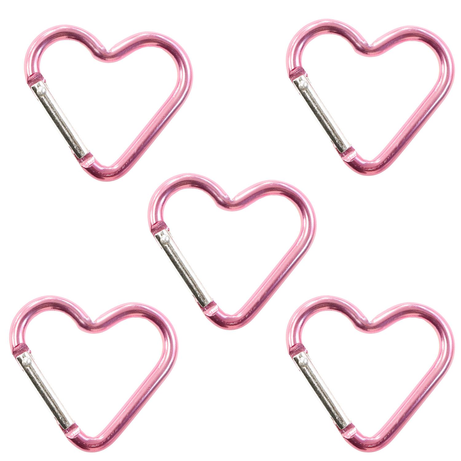 Nippon Chuko Aluminum Carabiner Heart Approx. 44×43mm 5-Piece Set Light Pink KEK2-LP-5