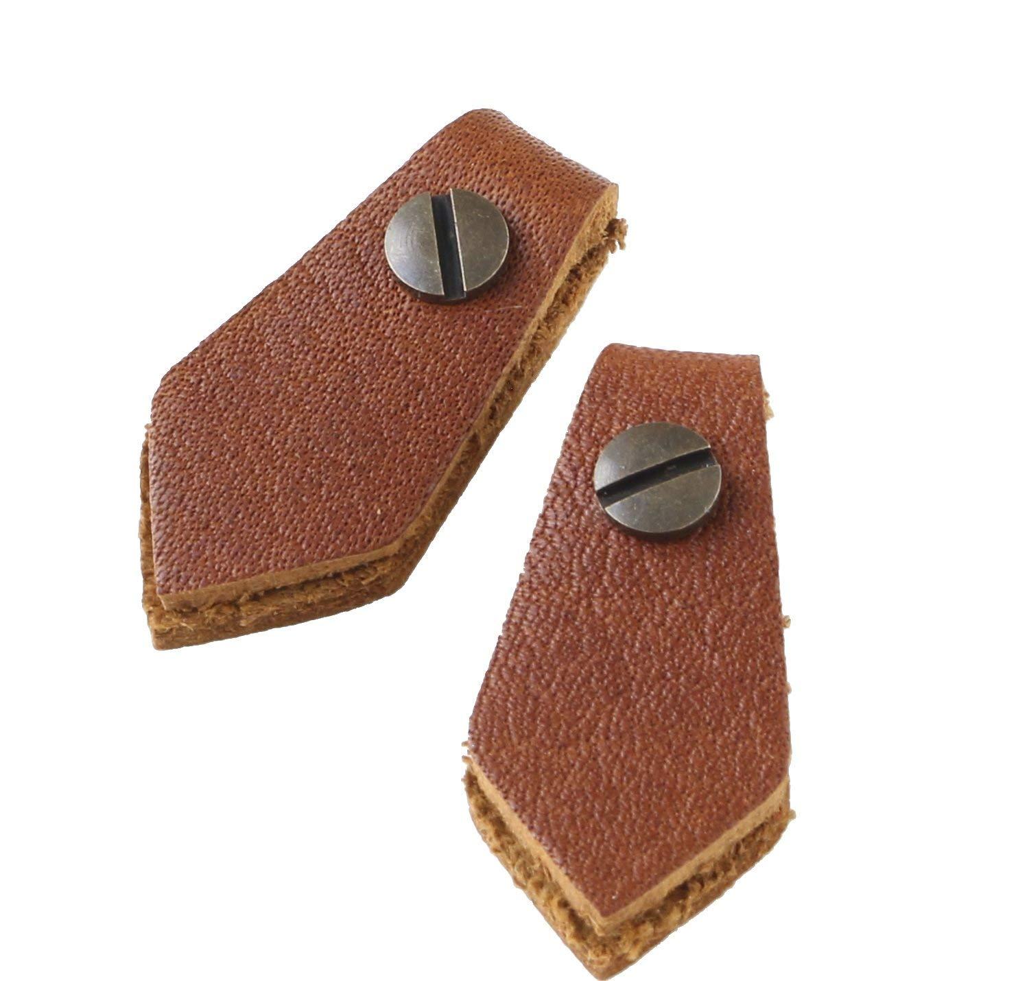 Nippon Chuko NBK Genuine Leather Zipper Pull Parts Pentagon Shape Screw-On Rivet Attachment Approx. 15mm x 30mm Brown LSP-C Brown