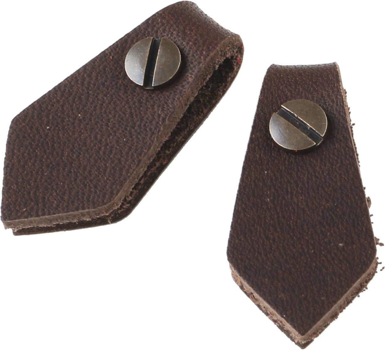 Nippon Chuko NBK Genuine Leather Zipper Pull Parts Pentagon Shape Screw-On Rivet Attachment Approx. 15mm x 30mm Dark Brown LSP-DC