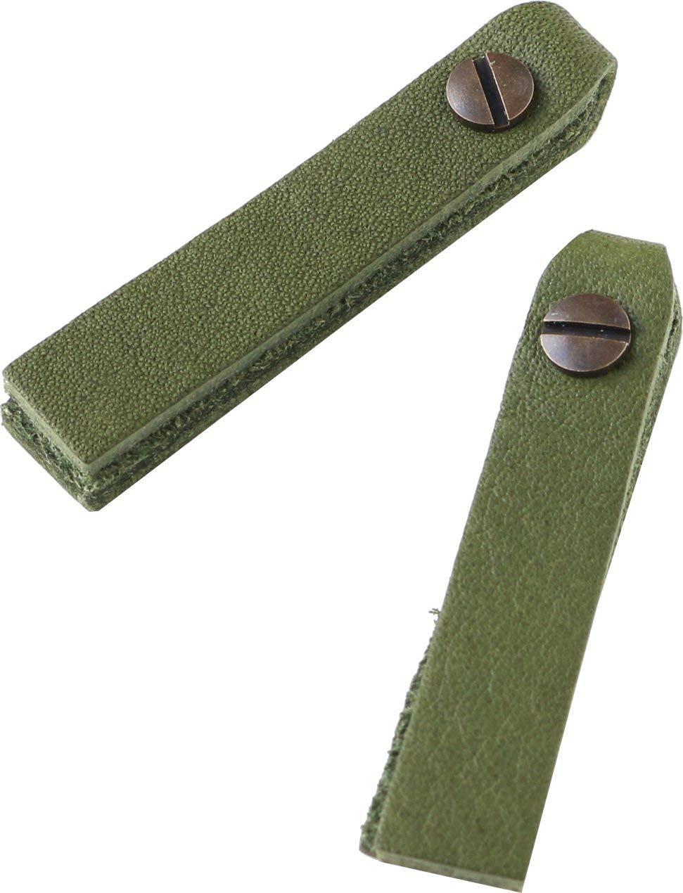 Nippon Chuko NBK Genuine Leather Zipper Pull Parts Square Type Screw-On Rivet Approx. 10mm x 48mm Green LSS-G