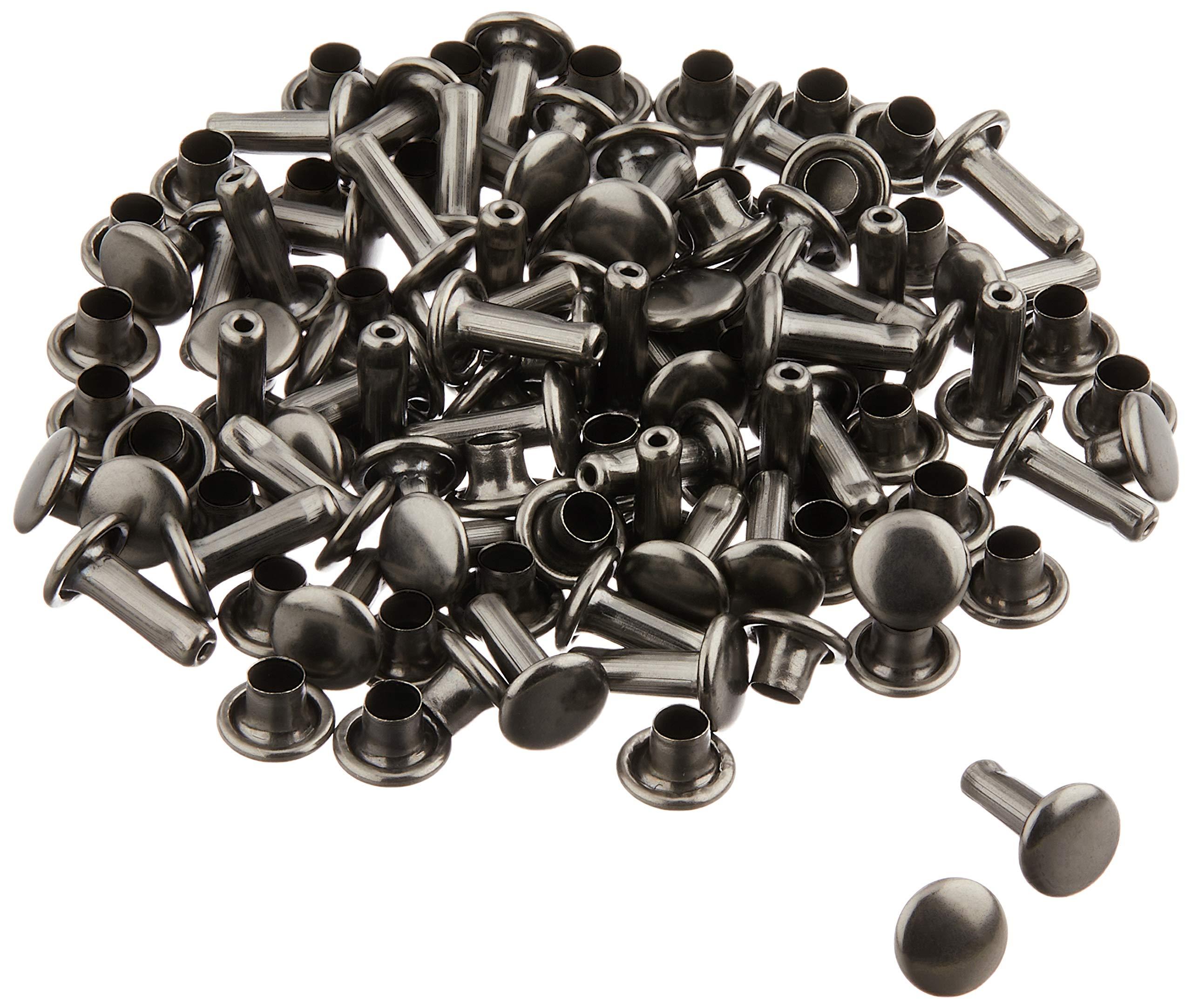 Nippon Chuko Double-Sided Rivets Small Size Long-Leg Type 6.5mm×9mm 50pcs Black Nickel F3-81 Craft Supplies Craft Materials Rivets