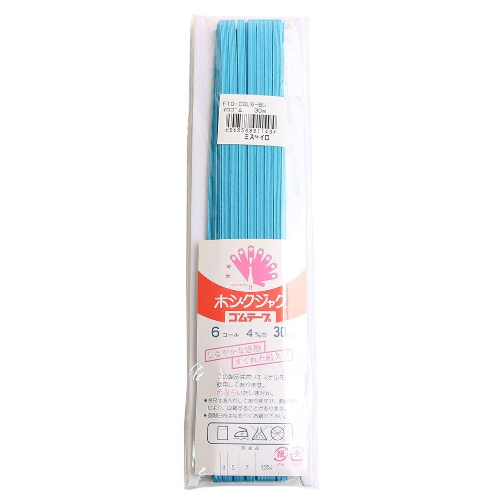 Nippon Chuko NBK Colored Flat Elastic 6-Core 4mm Width × 30m Roll Light Blue F10-COL6-BU Craft Supplies