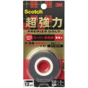 3M Scotch® Super Strong Double-Sided Tape Premier Gold Super Multi-Purpose for Rough Surfaces 12mm Width x 1.5m Length KPR-12R