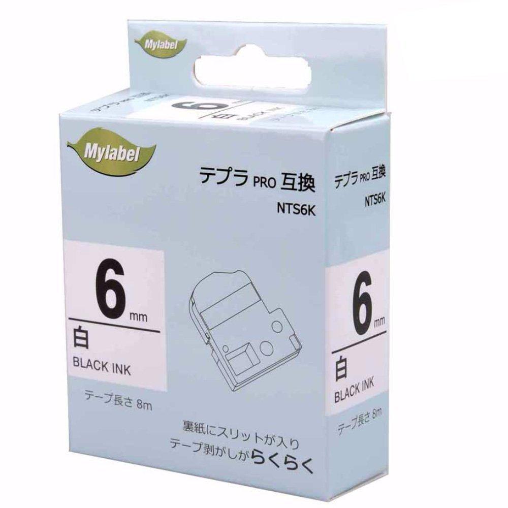 Mylabel King Jim Compatible Tape Cartridge for Tepla PRO 6mm NTS6K White Background Black Text 8M Length [SS6K Compatible]