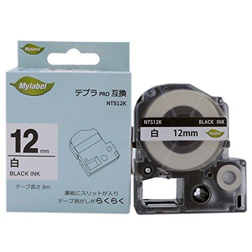 Mylabel King Jim Compatible Tape Cartridge for Tepla PRO 12mm NTS12K White Background Black Text 8M Length [SS12K Compatible]