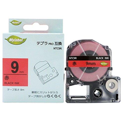 mylabel King Jim Compatible Tape Cartridge for Tepla Pro (Red Background with Black Text, 9mm Width, 8m Length)