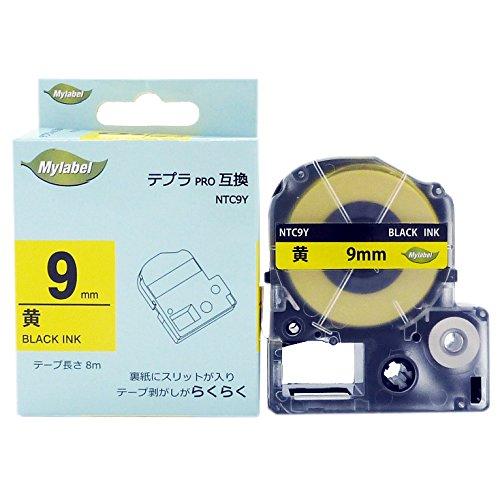 Mylabel King Jim Compatible Tape Cartridge for Tepla PRO 9mm NTC9Y Yellow Background Black Text 8M Length [SC9Y Compatible] Compatible Tepla Tape