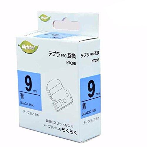 mylabel King Jim Compatible Tape Cartridge for Tepla Pro (Blue Background with Black Text, 9mm Width, 8m Length)