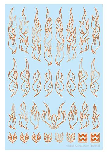 Haikyuu Parts Fire Tribal Decal Outline Metallic Orange 1 Sheet Plastic Model Decal FTOL-MTORA