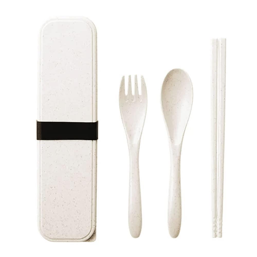 3-Piece Cutlery Set with Bamboo Fiber, White
