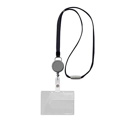 Lion Office Supplies Name Tag with Hard Reel for Hanging ID Cards N-200SR-BK Black