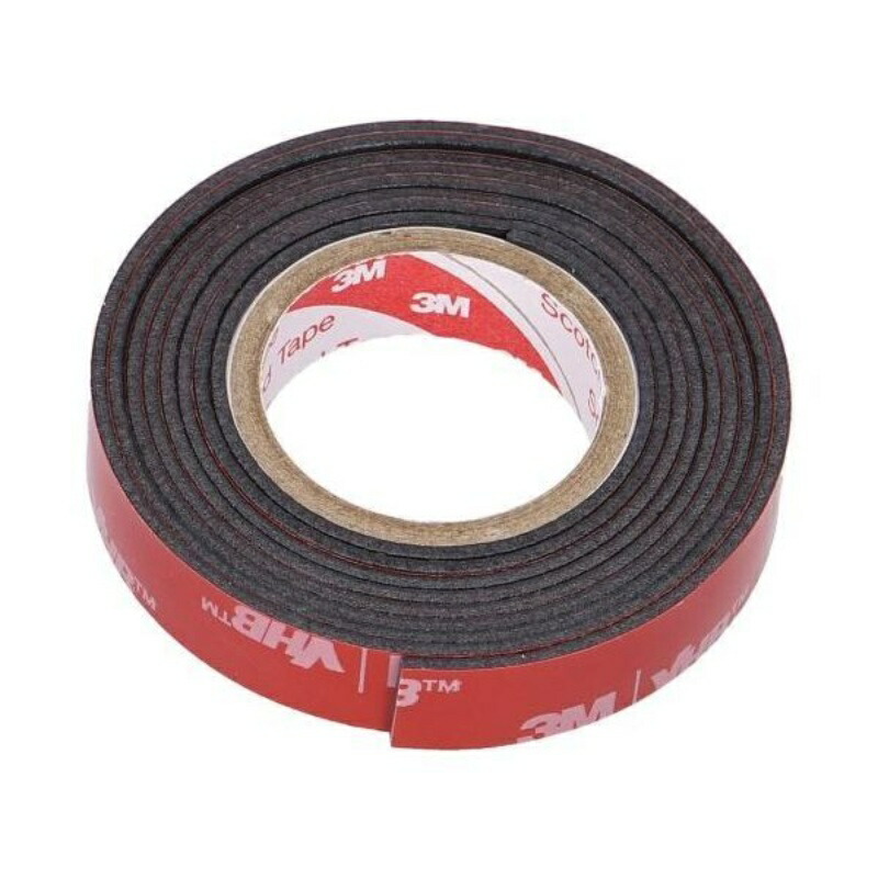 Amon Super Strong Double-Sided Tape (For Soft Dashboards, etc.) Polyethylene/PVC Compatible For Interior Use Black Width 10mm × Length 1m × Thickness 1.14mm 3904