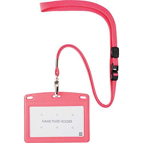 Open Industry Hanging Name Tag Nameplate Name Tag Name Holder Business Card Size 1 Piece Leather-Like Horizontal Pink Peach Pink N-123P-PK