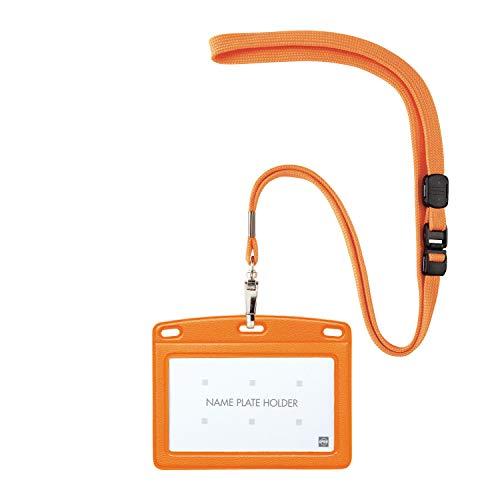 Open Industry Hanging Name Tag Nameplate Name Tag Name Holder Business Card Size 1 Piece Leather-Like Horizontal Orange N-123P-RG
