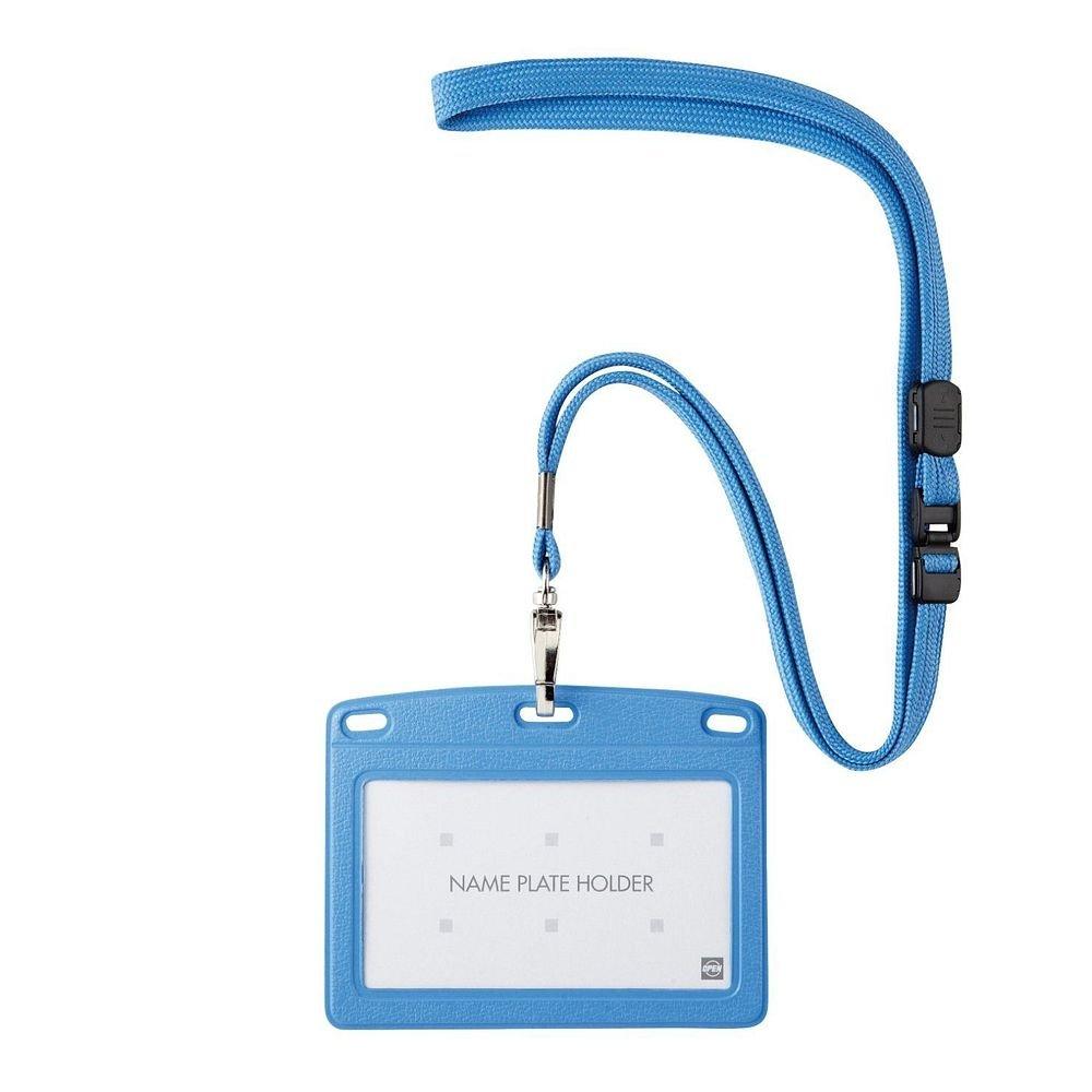 Open Industry Hanging Name Tag Nameplate Name Tag Name Holder Business Card Size 1 Piece Leather-Like Horizontal Sky Blue N-123P-SBU
