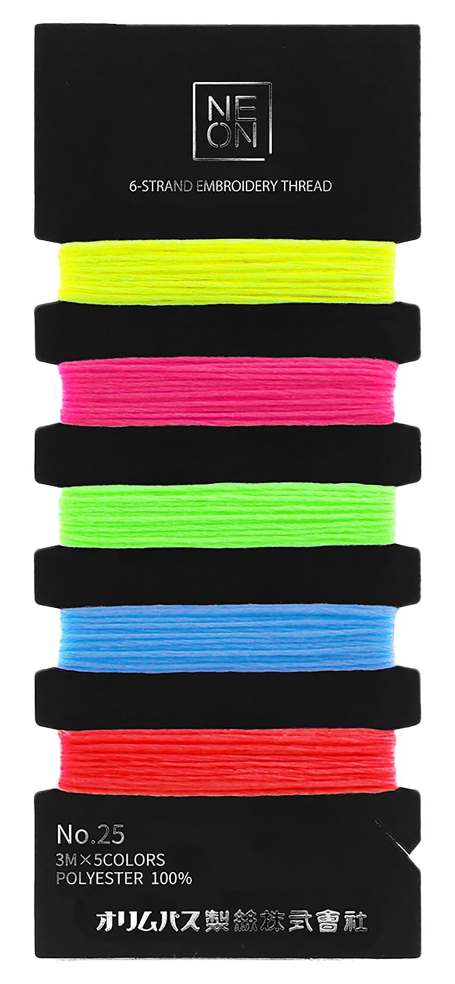 Olympus Embroidery Thread Set NEON No. 25 Embroidery Thread Set (3m each × 5 colors) COL. VIVID NE-C1
