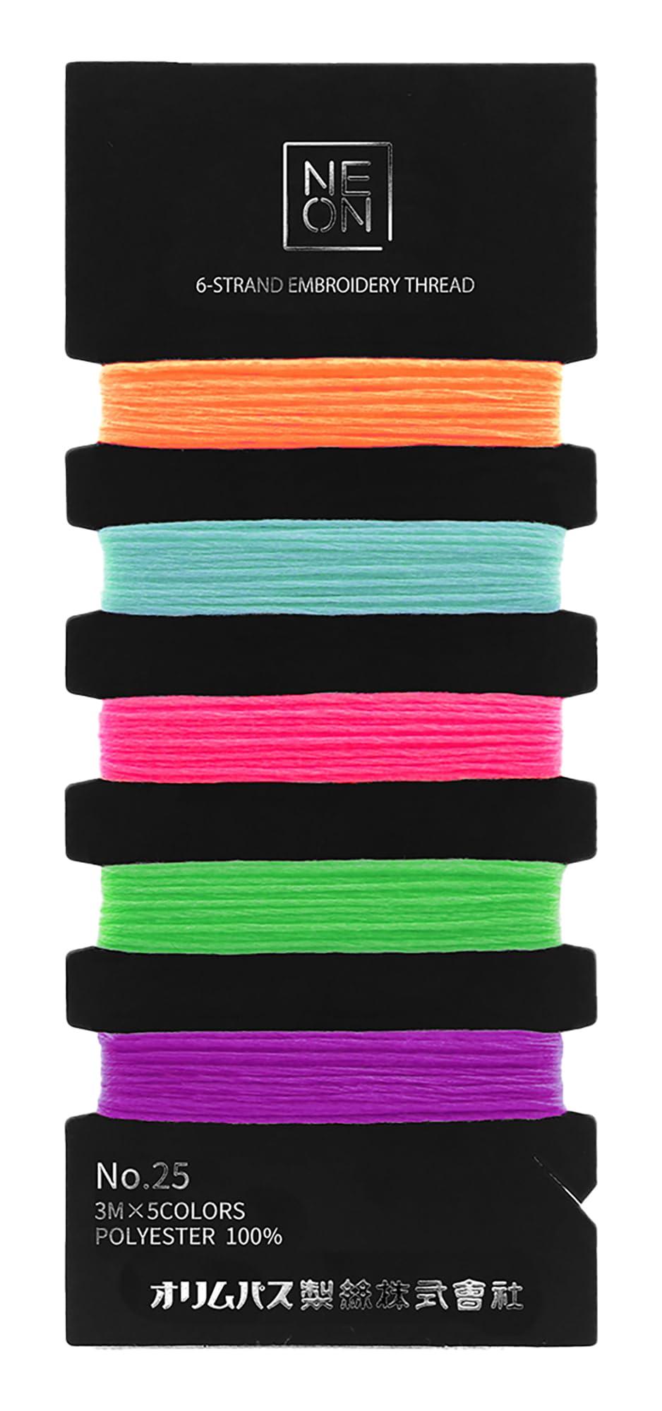 Olympus Embroidery Thread Set NEON No. 25 Embroidery Thread Set (3m each × 5 colors) COL. POP NE-C2