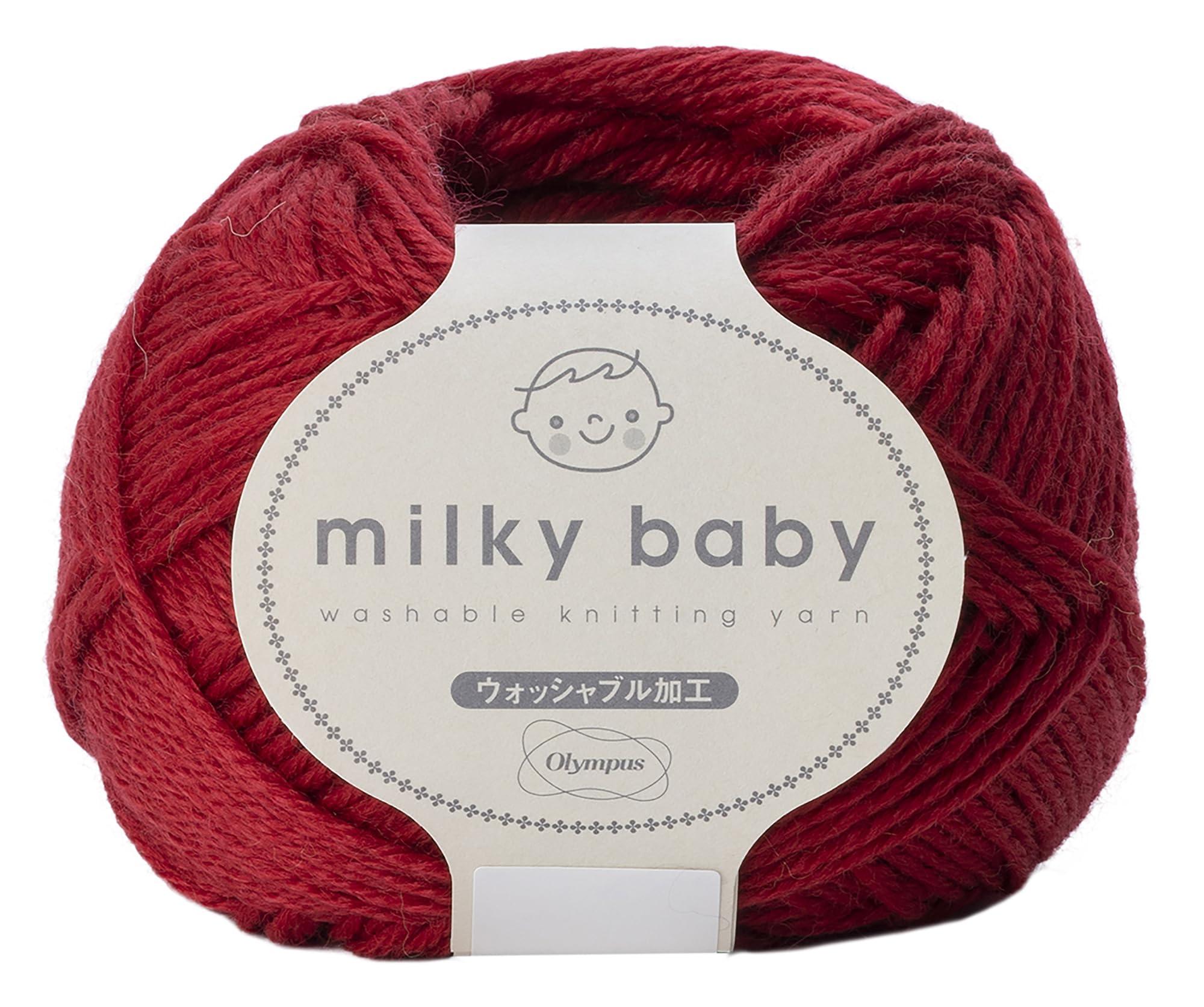 Olympus Thread Hand Knitting Yarn Medium Weight Milky Baby COL. 24 Red Family Approx. 40g 114m