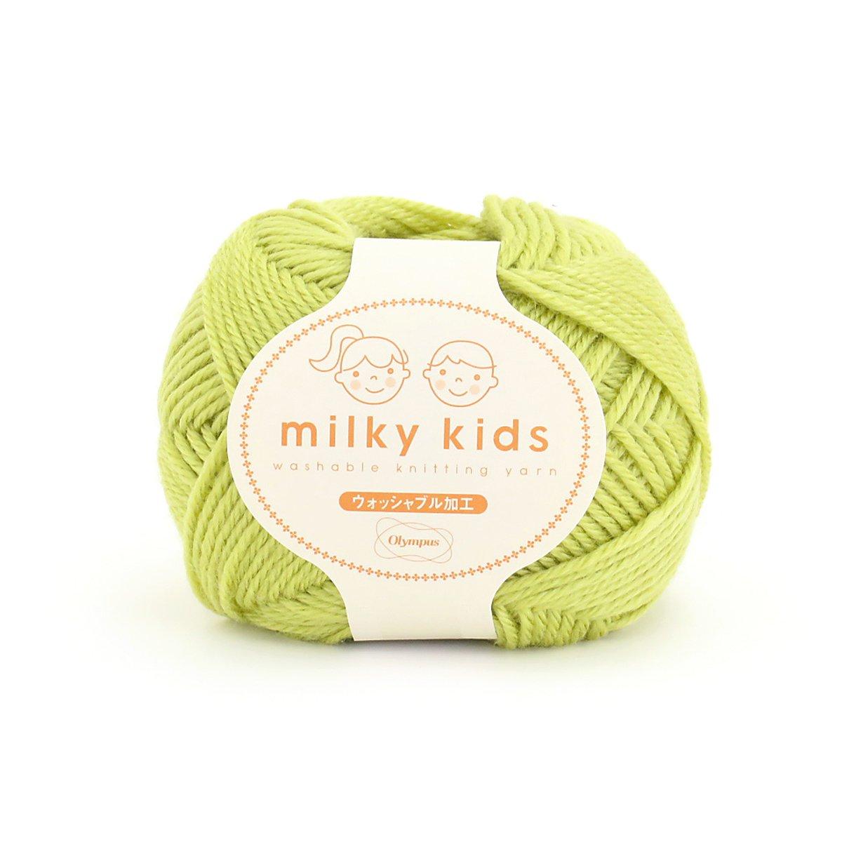 Olimpas Silk Milky Kids Yarn Medium Weight Col.55 Yellow-Green Family 40g Approx. 98m