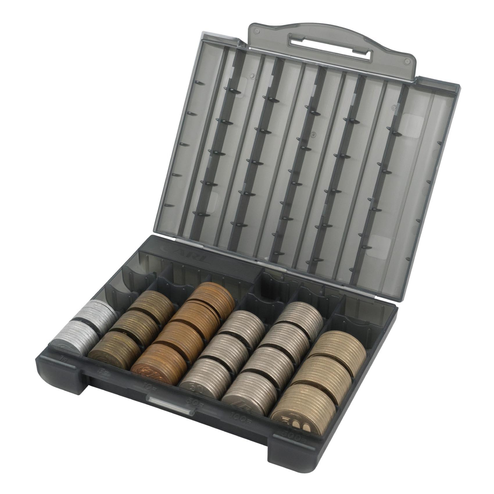 Karl Office Supplies Coin Case Made in Japan Change Money Portable Coin-Only Holds 50 Coins Each Anti-Spill Feature Gray CX-001-D