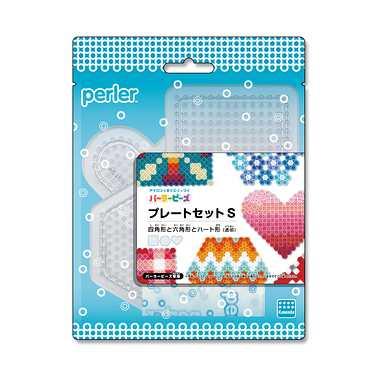 Kawada Parler Beads Plate Set S Square, Hexagon, and Heart Shapes (Transparent) Ages 5+ Iron-on Beads Toy Hobby 80-30029