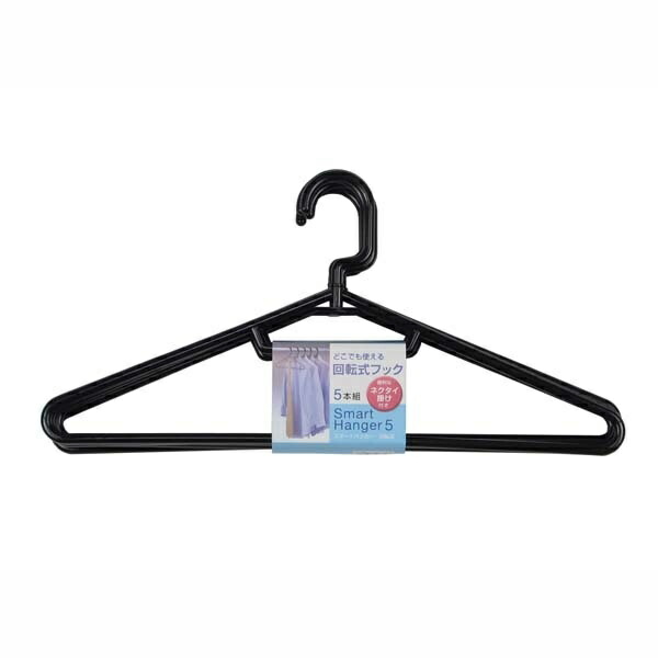 Sawafuji Clothing Hanger Multi Product Size: 423x205xThickness 8mm Smart Hanger D 5-Piece Set Black SF63003