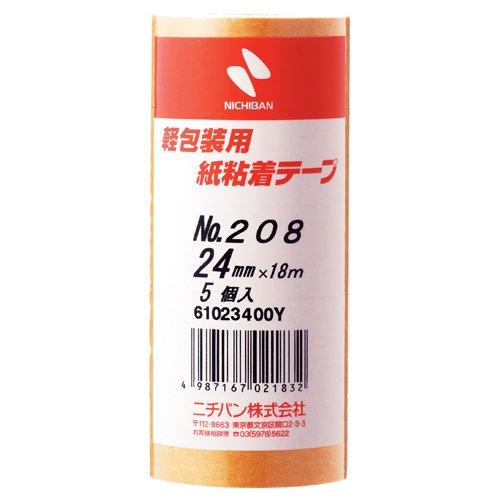 Nichiban Paper Adhesive Tape 208 24mm Brown 5 Rolls