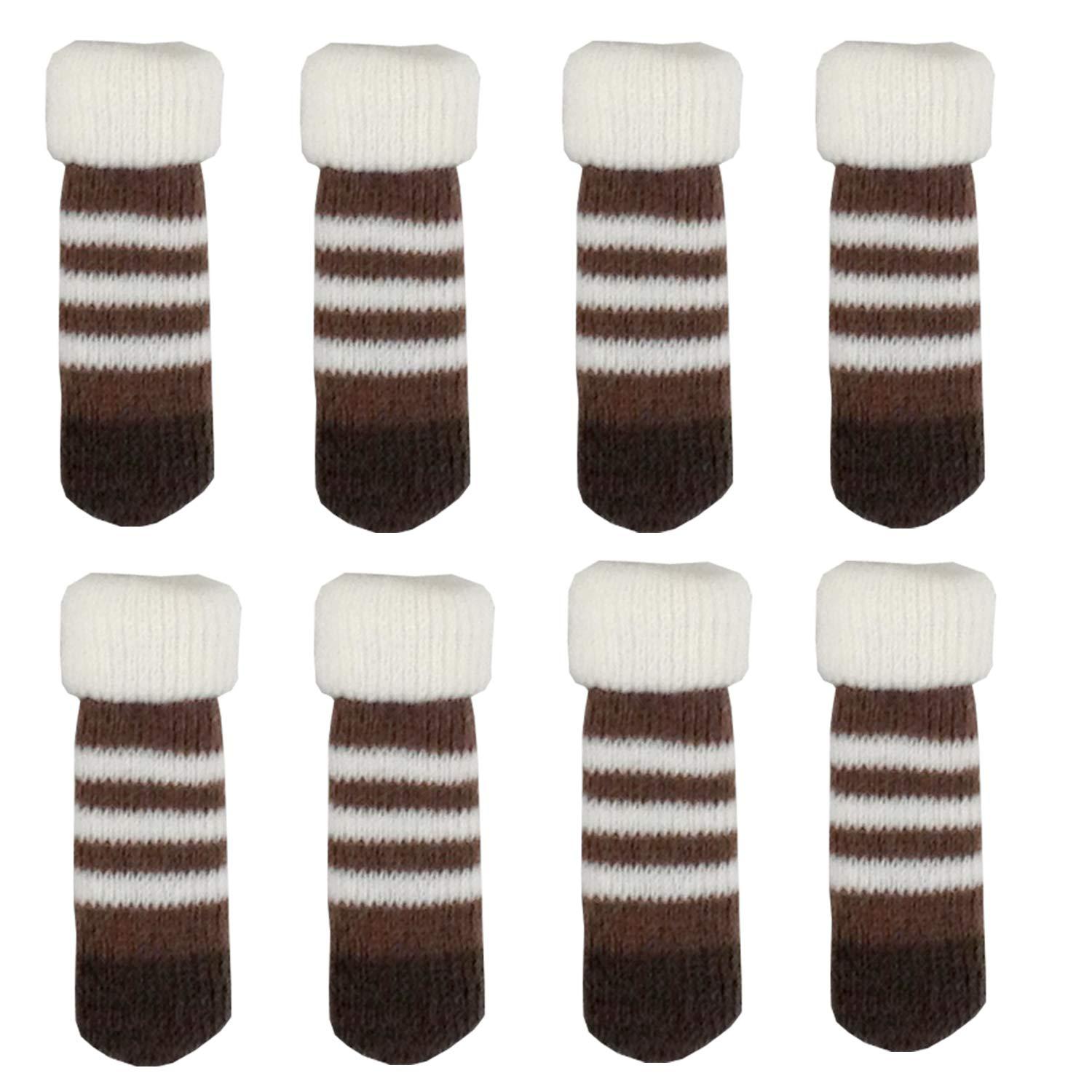 Toyo Case Chair Leg Covers Noise & Scratch Prevention Chair Socks Border Brown CSK-BD-BR Border 8-Pair Set