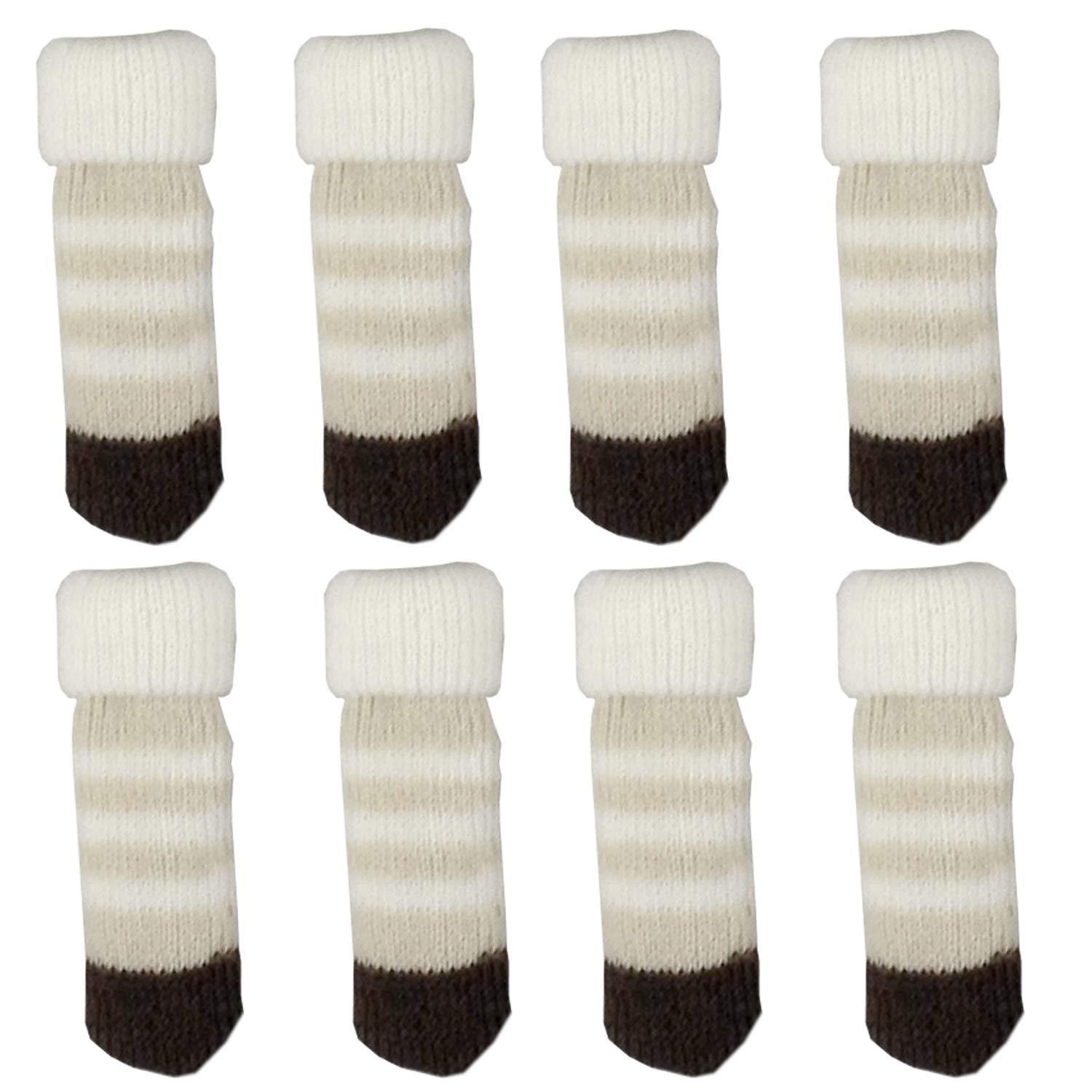 Toyo Case Chair Leg Covers Noise & Scratch Prevention Chair Socks Border Beige CSK-BD-BE Border 8-Pair Set