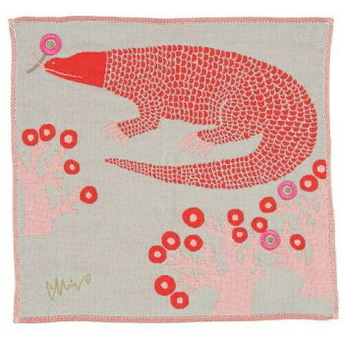 Kusubashi Mon Ori morita MiW Gauze Handkerchief Komodo Dragon Blue A-65932-86-B 25×25cm