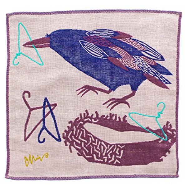 Kusunohashi Monori morita MiW Gauze Handkerchief Crow Beige A-65933-86-BE 25×25cm