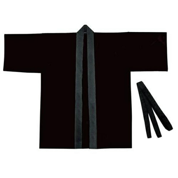 Artec Color Non-Woven Happi Coat (with Obi Sash) Adult Size L Black 001363